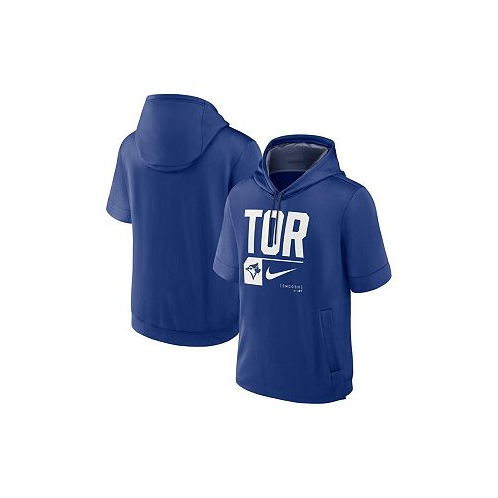 Nike Mens Royal Toronto Blue Jays Tri Code Lockup Short Sleeve Pullover Hoodie