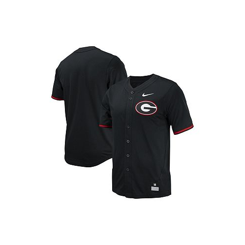 Nike Mens Black Georgia Bulldogs Replica Full-Button Baseball Jersey