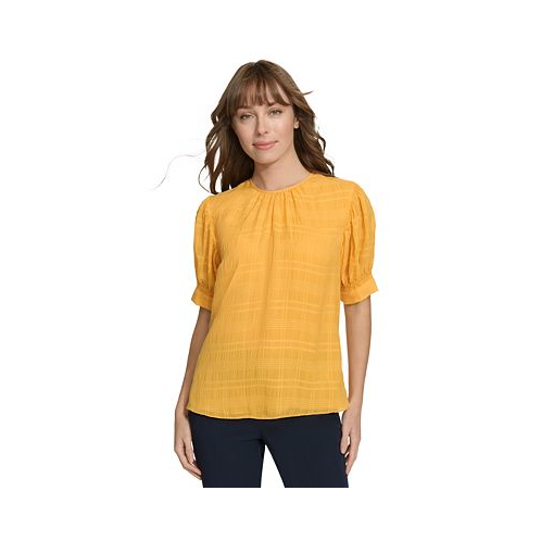 Tommy Hilfiger Womens Solid Round-Neck Short-Sleeve Blouse