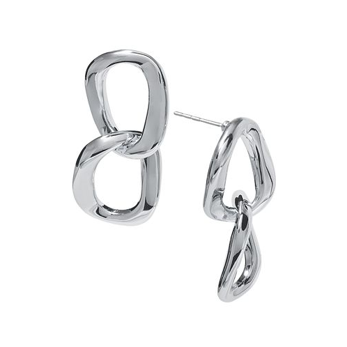 On 34th Sculptural Chain Link Double Drop Earrings