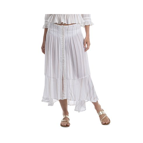 Dotti Womens Button-Front Cotton Skirt Swim Cover-Up