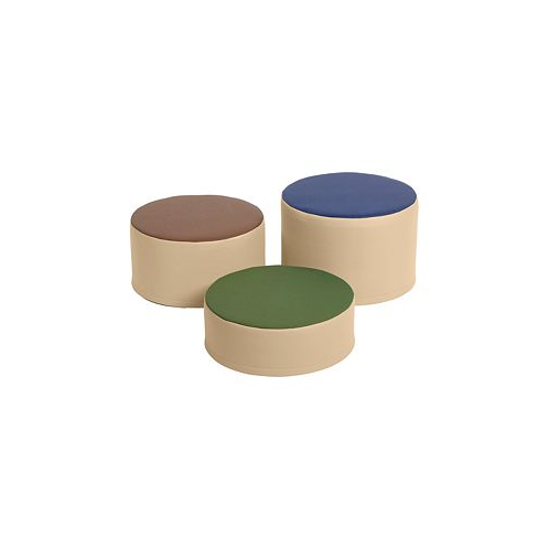 ECR4Kids SoftZone Colorful Stump Stool Set Earthtone 3-Piece