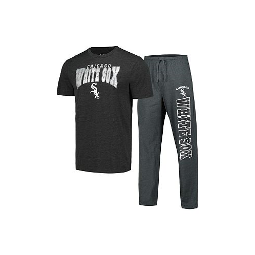 Concepts Sport Mens Charcoal Black Chicago White Sox Meter T-shirt and Pants Sleep Set