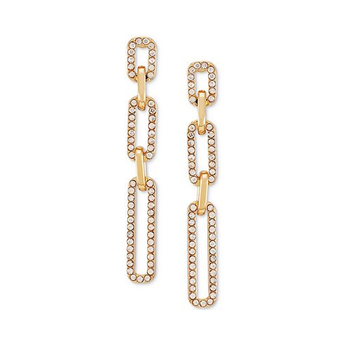 GUESS Gold-Tone Crystal Link Drop Earrings
