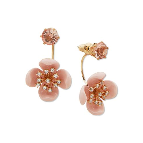 Lonna & lilly Gold-Tone Crystal Color Flower Front-to-Back Earrings
