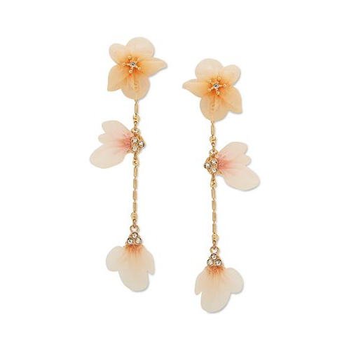 Lonna & lilly Gold-Tone Pave & Ribbon Flower Linear Drop Earrings