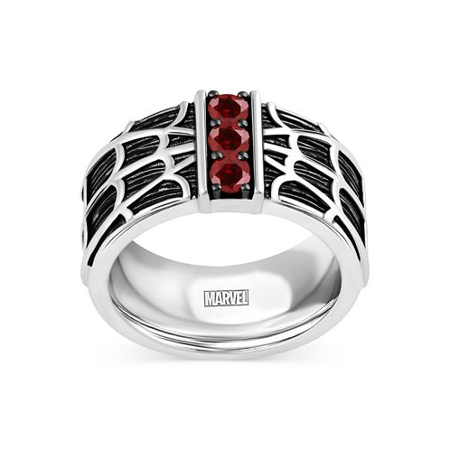 Wonder Fine Jewelry Mens Garnet Spiderman Web Ring (3/4 ct. t.w.) in Sterling Silver