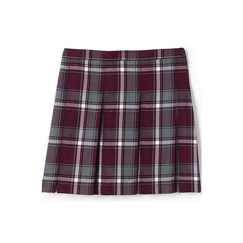 Lands End Big Girls School Uniform Plaid Box Pleat Skirt Top of the Knee