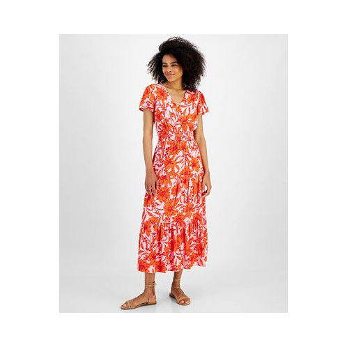 Tinsel Petite Print Short-Sleeve Maxi Dress
