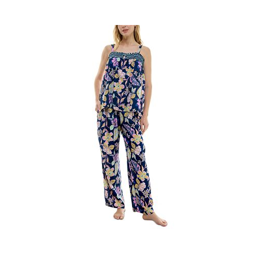 Roudelain Womens 2-Pc. Smocked Swing Cami & Pants Pajamas Set