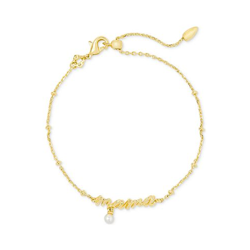 Kendra Scott 14k Gold-Plated Cultured Freshwater Pearl Mama Script Slider Bracelet