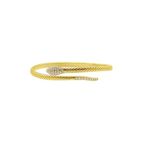 ADORNIA 14K Gold-Plated Adjustable Crystal Snake Cuff