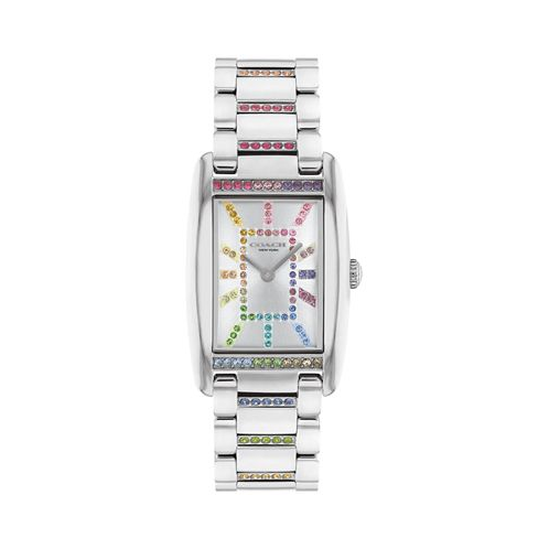 COACH Womens Reese Rainbow Silver-Tone Stainless Steel and Rainbow Crystal Watch 24mm