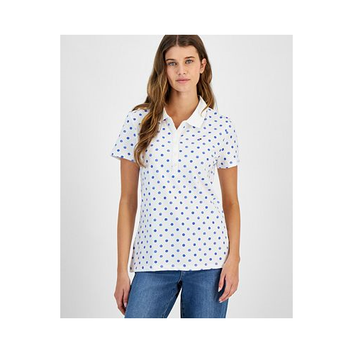 Tommy Hilfiger Womens Dot Print Short Sleeve Polo Shirt