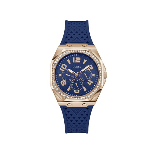 GUESS Womens Multi-Function Blue Silicone Watch 40mm