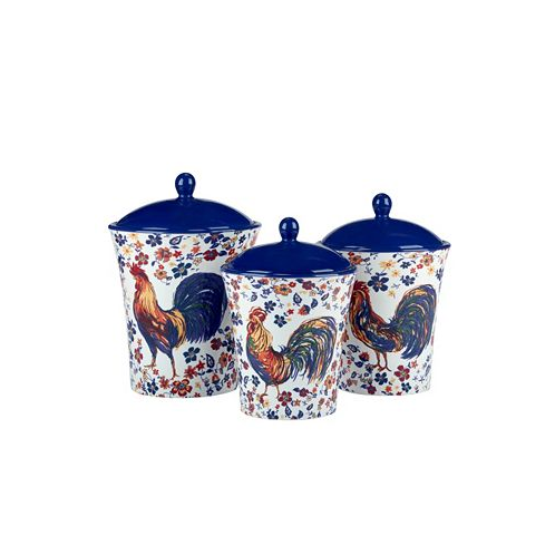 Certified International Morning Rooster Set of 3 Canisters