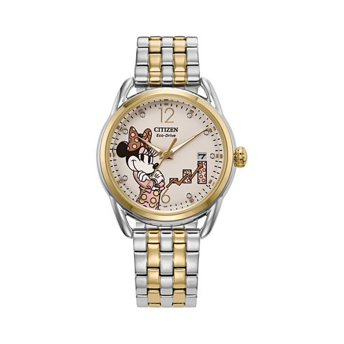 Citizen Eco-Drive Womens Disney Empowered Minnie Mouse Two-Tone Stainless Steel Bracelet Watch 36mm