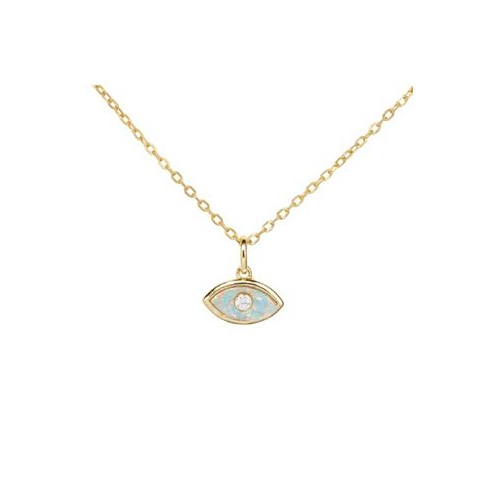 Little Sky Stone Sterling Silver 14K Gold Plated Evil Eye Opal Pendant Necklace