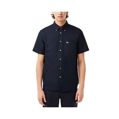 Lacoste Mens Short Sleeve Button-Down Oxford Shirt