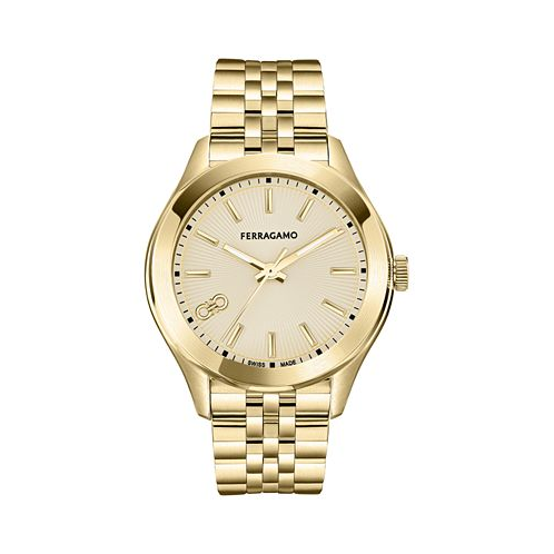 Ferragamo Womens Swiss Gold Ion Plated Bracelet Watch 38mm