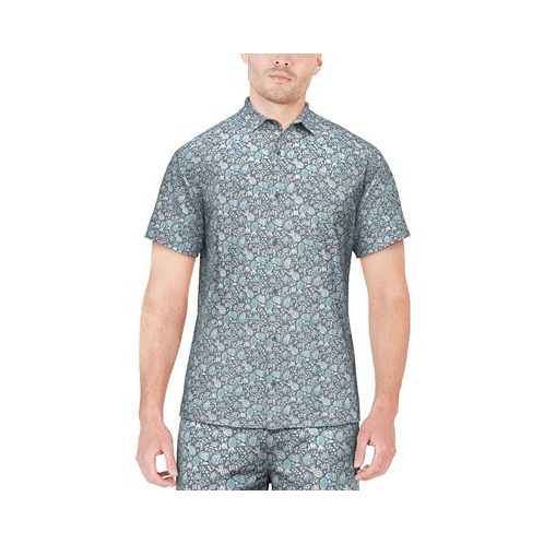 PGA TOUR Mens Pineapple Short Sleeve Button-Front Performance Shirt