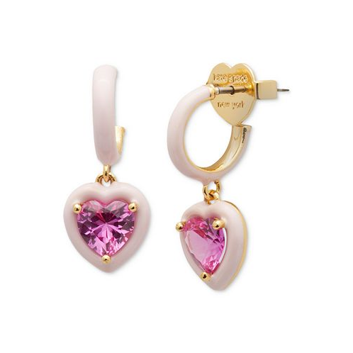 Kate spade new york Gold-Tone Color-Coated Stone Heart Charm Hoop Earrings