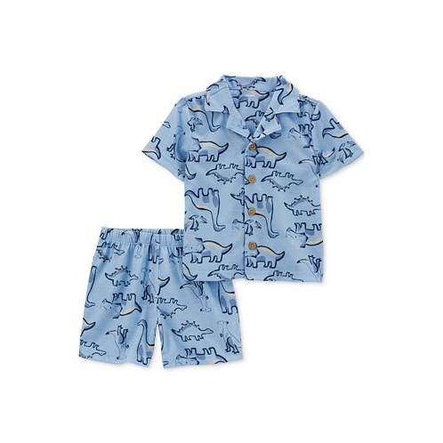 Carters Toddler Boys Dinosaur-Print Coat-Style Pajamas 2 Piece Set