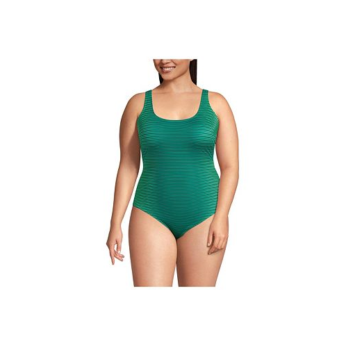 Lands End Plus Size Chlorine Resistant X-Back High Leg Soft Cup Tugless Sporty One Piece