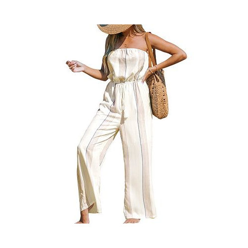 CUPSHE Womens Striped Tube Top Wide Leg Jumpsuit