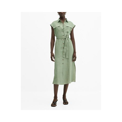 MANGO Womens 100% Linen Shirty Dress