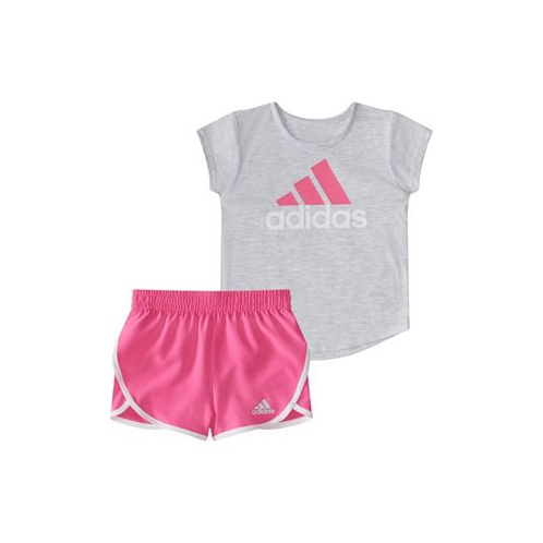 Adidas Baby Girls Two-Piece Essential Heather Tee Woven Short Set