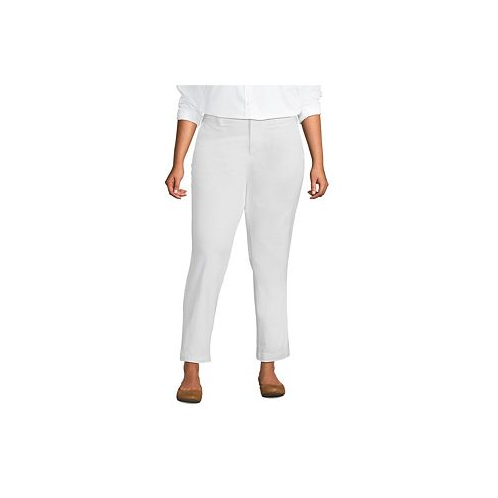 Lands End Plus Size Mid Rise Classic Straight Leg Chino Ankle Pants
