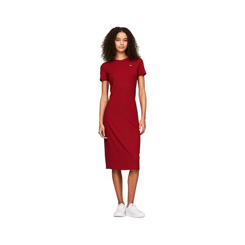 Tommy Jeans Womens Ribbed Bodycon Midi Dress