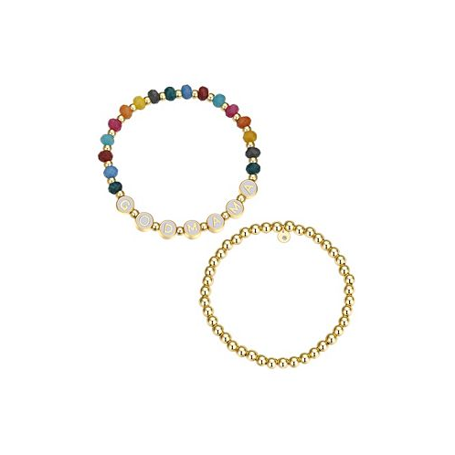 Unwritten Multi Color Quartz Godmama Stone and Beaded Stretch Bracelet Set