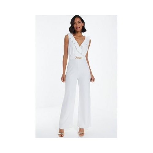 QUIZ Womens Buckle Frill Detail Palazzo Jumpsuit