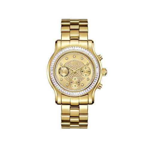 Jbw Womens Laurel Diamond (1/10 ct.t.w.) 18k Gold Plated Stainless Steel Watch