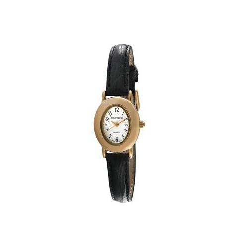 TIMETECH Womens Tonneau Petite Dial Watch with Black Leather Band