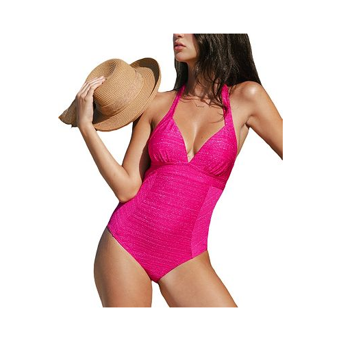 CUPSHE Womens Magenta Plunging Back Tie One-Piece