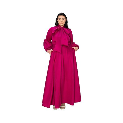 L I V D Plus Size Bella Donna Dress with Ribbon and Bishop Sleeves