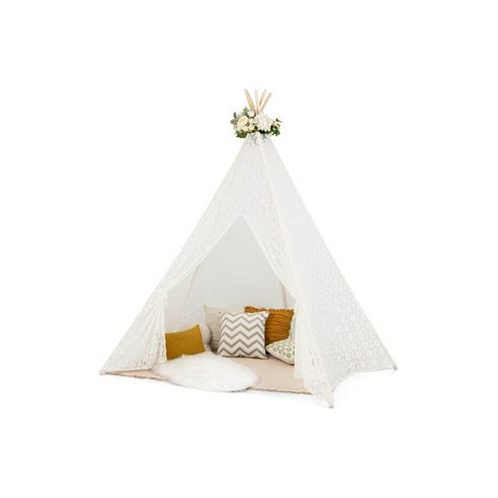 Slickblue Lace Teepee Tent with Colorful Light Strings for Children