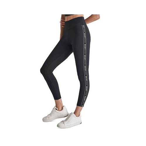 DKNY Womens High-Waist Logo Tape Leggings