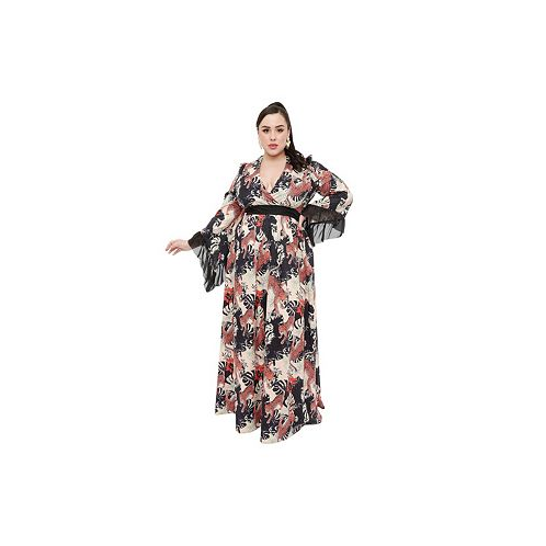 Unique Vintage Plus Size Long Sleeve Empire Waist Maxi Dress