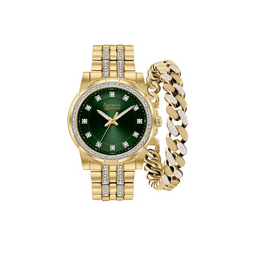 American Exchange Mens Crystal Bracelet Watch 46mm Gift Set