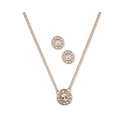 Givenchy Stone & Crystal Halo Pendant Necklace & Stud Earrings Set