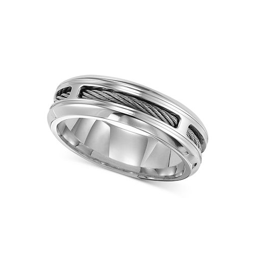 Triton Mens Stainless Steel Ring Comfort Fit Cable Wedding Band