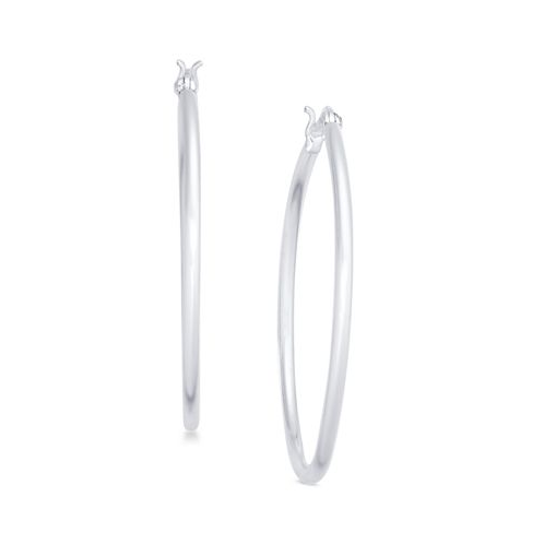 Macys Giani Bernini Large Skinny Hoop Earrings in Sterling Silver 1.6