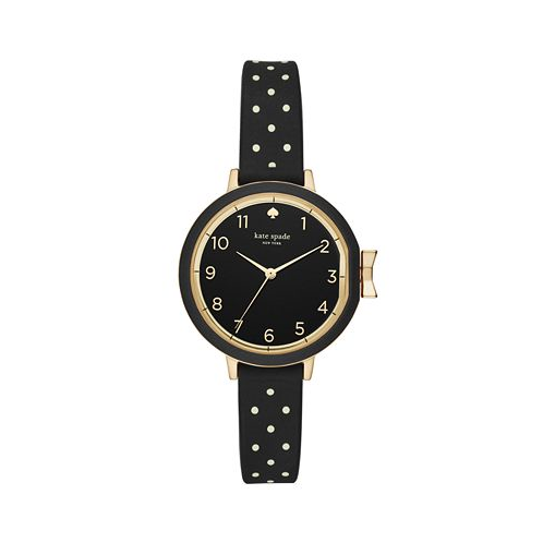 Kate spade new york Womens Park Row Black Dot Silicone Strap Watch 34mm