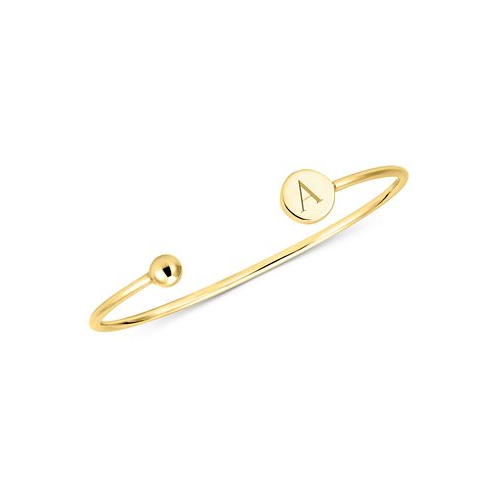 Sarah Chloe Initial Elle Cuff Bangle Bracelet in 14K Gold-Plated Sterling Silver