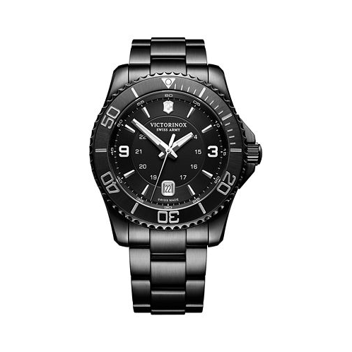 Victorinox Mens Swiss Maverick Black Edition Black PVD Stainless Steel Bracelet Watch 43mm