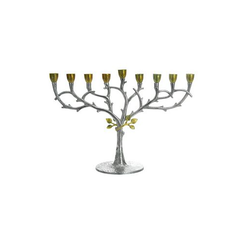 Classic Touch Hammered Stainless Steel Candle Menorah